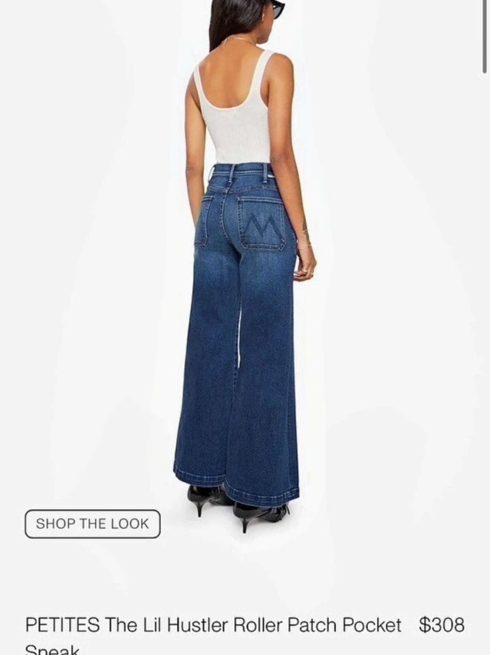Mother Petites The Lil Hustler Roller Patch Pocket Sneak Jeans, Blue